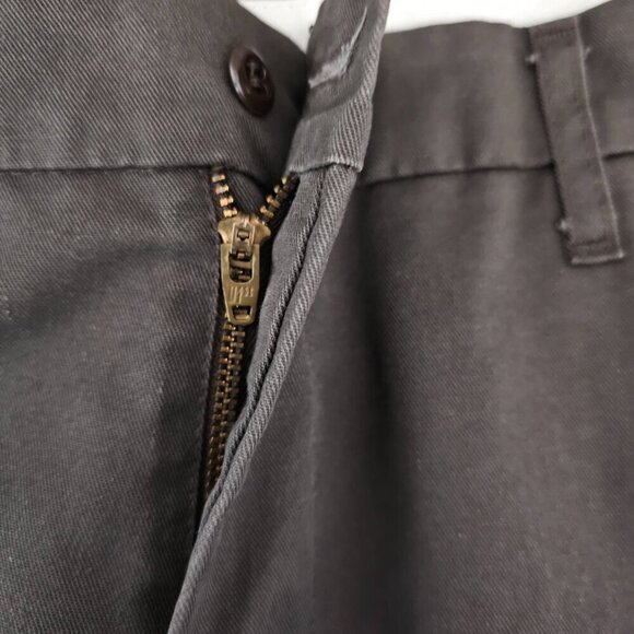 UniFirst Soft Twill Chino Flat Front Cotton Blend Gray Uniform Workwear Pants - Picture 4 of 9